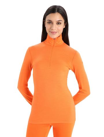 Dámské Base Layers Icebreaker Merino 200 Oasis Long Sleeve Half Zip Thermal Top Oranžové | CZ 1046PJJQ